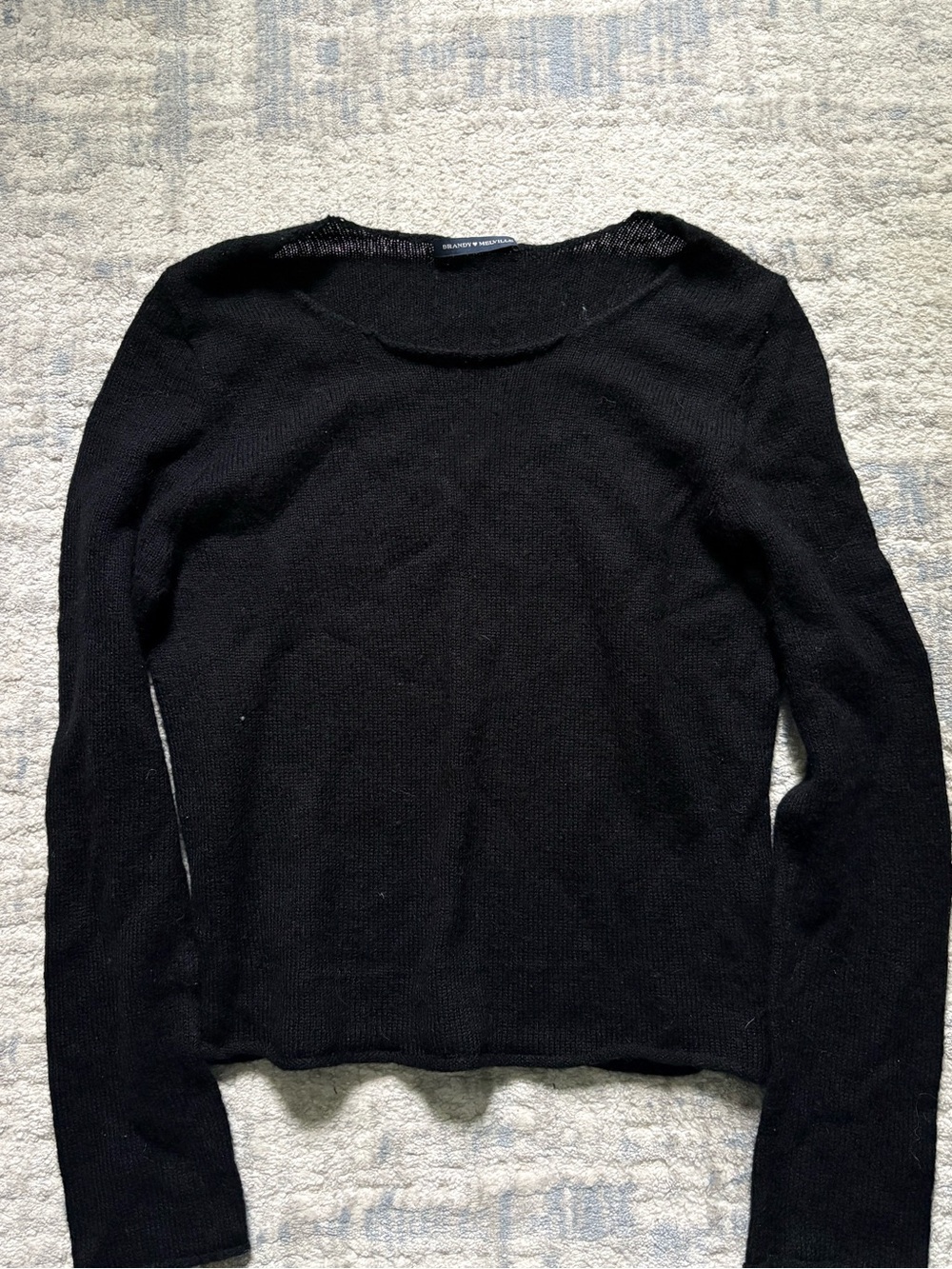 Brandy Melville Black Scoop Neck Long-Sleeve Knit